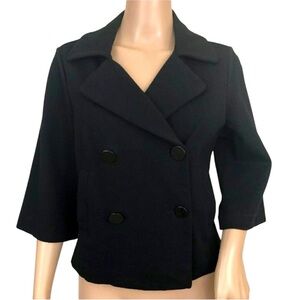 White House Black Market Blazer Jacket Women’s 4 Black Double Breasted Cropped